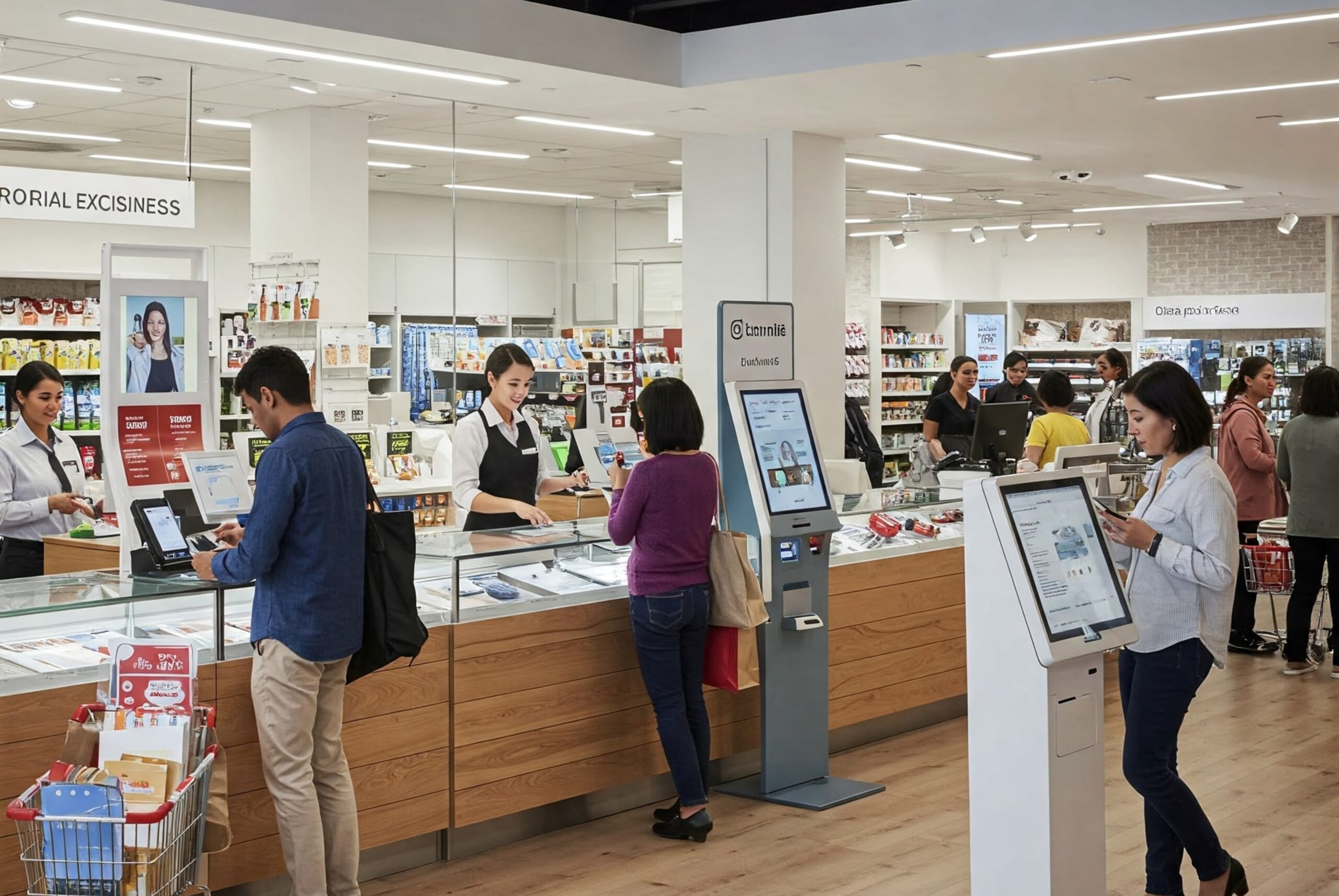 People are shopping in a retail store that is using omnichannel medium to perform it's data analysis.
